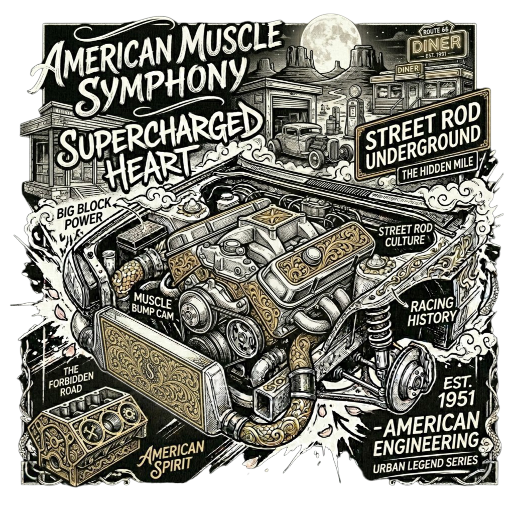 American Muscle Symphony T-Shirt – Supercharged Engine Graphic Tee | SETH JI CAR STATION - Image 4