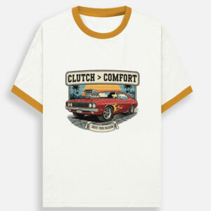 Unisex Ringer T-Shirt: "Clutch > Comfort" Performance Muscle Tee -Shirt